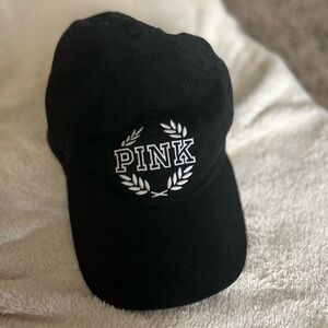 PINK Victoria's Secret Black Baseball Hat with White Logo